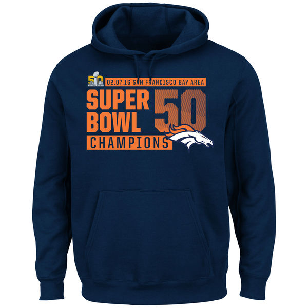 Men Denver Broncos Majestic Super Bowl 50 Champions Winners Take VIII Hoodie Navy